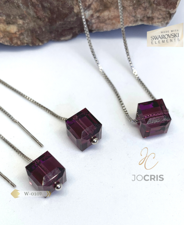 CONJUNTO CUBO HECHO CON CRISTAL SWAROVSKI 6X6 MM