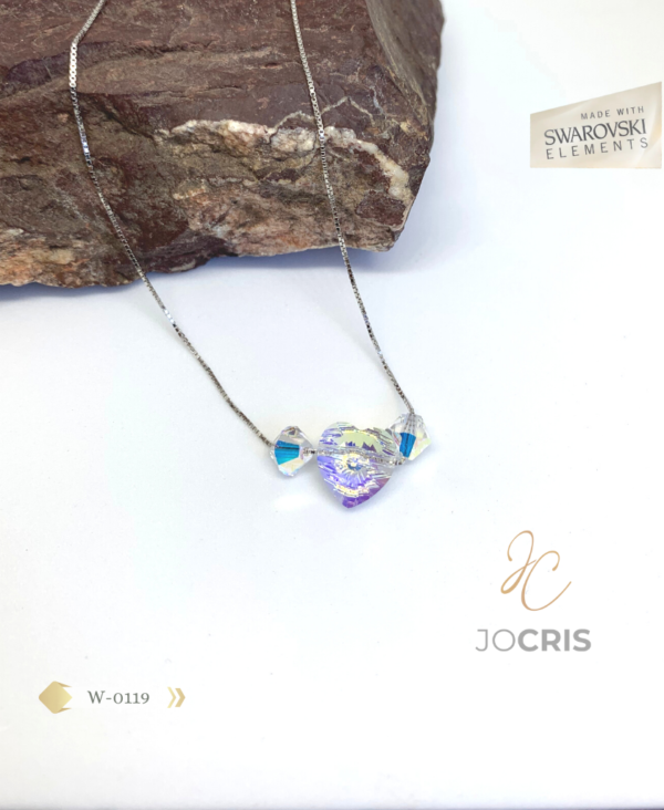 COLLAR CORAZON MAS DOS CRISTALES HECHO CON CRISTAL SWAROVSKI