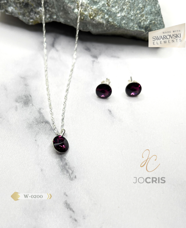 CONJUNTO CIRCULO HECHO CON CRISTAL SWAROVSKI MORADO